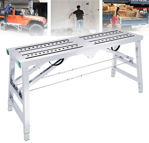 Work Platform Scaffolding Equipment, Portable Folding Scaffolding, Scaffold Tower Ladder Stool Work Bench (A 160cm)