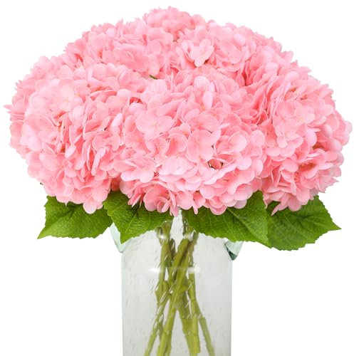 JUSTOYOU Fiori di ortensia artificiali, 3 pezzi, fiori di ortensia realistici a stelo lungo singolo, 40 cm, grande e realistico, bouquet di ortensie finte per matrimoni, casa e feste (fiori di