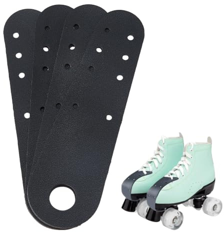 SUPERFINDINGS 4 STK. Leder Zehenschützer Für Rollschuh Schwarz Flache Zehenkappe Schutzabdeckungen Vor Den Rollschuhen PU Leder Überzug Für Quad Rollschuh Schutz