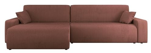 Mirjan24 Ecksofa Pixalo L Cord Maxi, Design Eckcouch, Couch mit Schlaffunktion und Bettkasten, Wohnlandschaft, Bettfunktion L-Form Sofa, Ottomane universell (Poso 29)