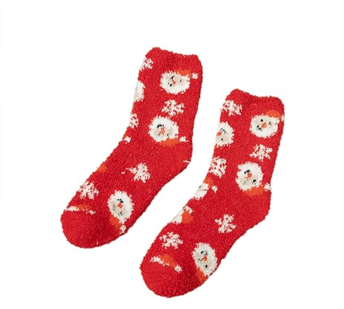 New Damen Schwarz Herrensocken 3942 Herren StüTzst 2 Paar Weihnachtsstrümpfe für Damen, mittelhohe Weihnachtsbaumstrümpfe, Weihnachtssocken aus New Damen Schwarz Herrensocken 3942 (Red, One Size)