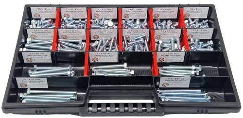 Sechskantschrauben Sortiment M5 // 6mm-60mm 300 tlg Schraubenbox DIN 933/ISO4017 Vollgewindeschrauben Maschinenschrauben Gewindeschrauben Sechskantschrauben