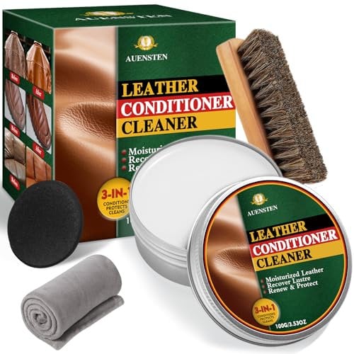 Auensten Mink Oil Leather Conditioner, Cleaner & Softener, 3.53 Oz, Compatible with Leather, Includes Conditioner & Sponge Applicator, Ideal for Boots, Shoes, Purses, Bags, Furniture
