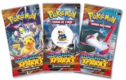 Surging Sparks Pokemon Booster Packs x 3 | Scarlet & Violet Set | Pokémon Trading Cards in Booster Packs | TCYM Authenticated | Pokémon TCG Pack | Pokemon Surging Sparks