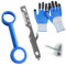 3 Stück Farbe Reinigungswerkzeug Set, mit 350 mm Mehrzweck Farbrührer, 240 mm Farbrollen Reinigungsgerät und Isolierhandschuhe, zum Reinigen von Farbrollen und zum Farbrühren (blau)