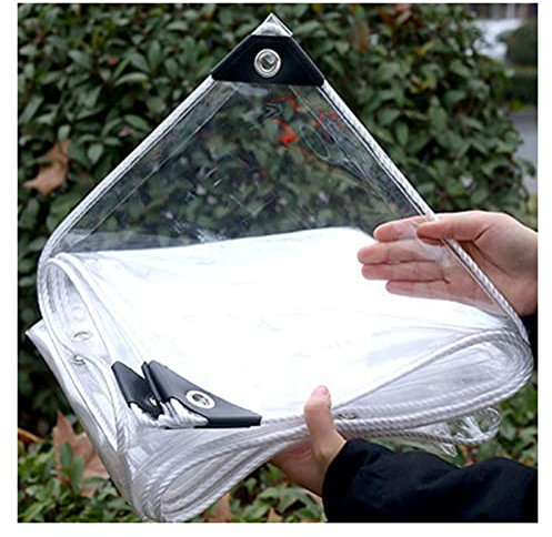 Transparente wasserdichte Abdeckplane, 03 mm, mit Öse, frostsicher, Pergola-Abdeckung, regenfeste Folie, Isolierplane, Kunststoffplatte (transparent, 2,8 x 5,8 m)