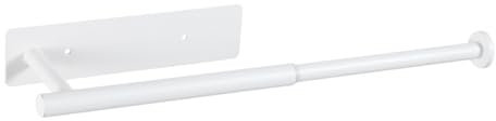 Toallero Blanco Ajustable de 22,8 a 38,3 cm, Autoadhesivo, telescópico Cepillado, de Acero Inoxidable, para baño y Cocina.