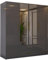 High Gloss & Mirror Hinged Wardrobe with Shelves, Drawer & Hanging Rail (Grey, 160cm)