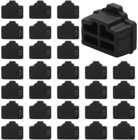 SGERUFZ 30 Pièces Cache Anti-Poussière RJ45 en Silicone, Compatible avec PC, Switch, Routeur, Bouchon de Port RJ45 Inutilisé (Noir)