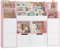 FOREHILL Toy Storage Unit 3-tier Kids Bookshelf Childrens Bookcase Kids Storage with 4 Doors, 6 Open Shelves, 2 Drawers with Wheels for Playroom Nursery Furniture 122x30x100cm White+Pink