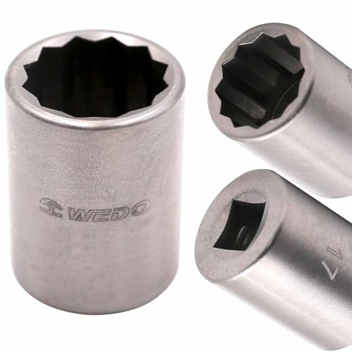WEDO Titanium Socket,1/2-Inch Drive,Metric,Size 10mm,12-Point Socket for Easy Removal of Axle Shaft Nuts,100% Anti-Magnetic,One-Time Die-Forged, Corrosion Resistant