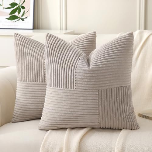 Yosodeko 2er Set Kordsamt Kissenbezug 40x40 Taupe, Flauschig Boho Kissenhülle Kissenbezüge Sofakissen Couchkissen Dekokissen Zierkissenbezug Weich Deko für Couch Bett Sofa Wohnzimmer