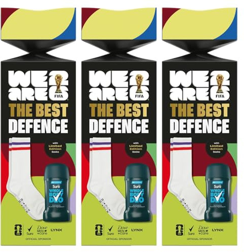 Best Defence Gift Set for Him - 3 Pack, with Ocean Rush Whole Body Deodorant Stick and Limited Edition Retro Sports Socks Men's Grooming Kit Ideal for Freshness Comfort and Gifting