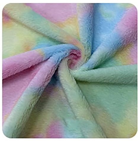 2 Yard Regenbogen Plüschstoff Meterware,Weicher Kunstfellstoff in Kaninchenfell-Optik,Farbverlauf Teddyfell,Kunstfell,Stoff zum Nähen,Faux fur,Kunstpelz,für Deko,Kostüm,DIY,150 cm,Lila Blau Grün