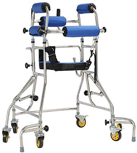 VGVSBG Klappbarer Rollator, Rollstuhl-Gehhilfe für Erwachsene, ältere Gehhilfe, Rehabilitations-Trainingsgerät, unterstütztes Gehen der unteren Gliedmaßen, Straßen-Stehrahmen, Anti-Hinten, Anti-Übe