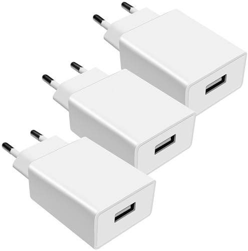 10W USB-Ladegerät mit USB-A-Anschluss Wandladegerät für iPhone, Samsung, Android, iPad, Tablet - Kompaktes Reise- und Homeoffice-Ladeset (3 Pack)