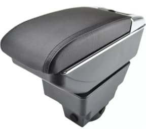 Accoudoir Central Rembourré en Simili Cuir Noir et Chrome avec Rangement Porte-gobelet Cendrier Compatible avec VW Golf V 5 Golf VI 6 Jetta V 5