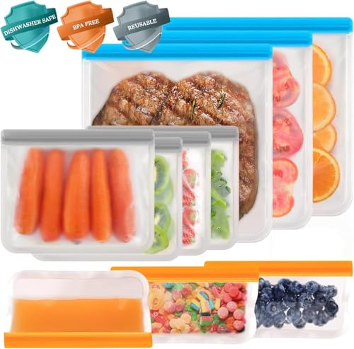 Gefrierbeutel Wiederverwendbar, 10er Pack Silikon Gefrierbeutel 3l,1.35l,0.55l Bpa-Freie Lebensmittel Mehrweg Aufbewahrungsbeutel Zipper Zum Einfrieren Spülmaschinenfest, Zip Beutel