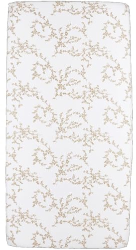 Meyco Spannbettlaken Beistellbett 50x90cm Jersey Spannlaken Branches Sand | 100 % Baumwolle - Oeko Tex zertifiziert - Spannbetttuch - Rundum-Gummizug - atmungsaktiv & hautfreundlich