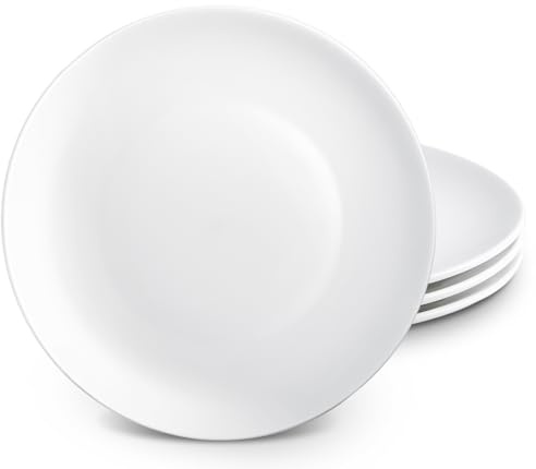 Cptoion Speiseteller Set, Porzellan-Dessertteller, 25,5 Cm, Weiß | Essteller Aus Keramik, Vorspeisenteller Und Dessertteller, für Haushalt, Spülmaschinen Mikrowellengeeignet