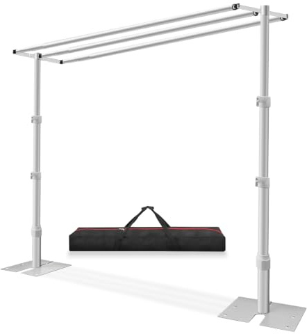 Jiang&Rong 3 x 3 m Support Toile de Fond avec 3 Traverses Transversales | Cadre en Métal Robuste et Rpour Mariages, Fêtes D'anniversaire, Décorations de Banquet et événements