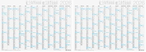 BRUNNEN Tafelkalender 2026 | A3 quer (Packung mit 2)