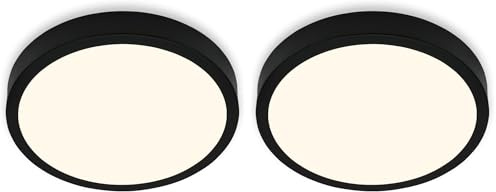 BRILONER Leuchten - Deckenlampe LED, Deckenleuchte, warmweißes Licht, Aufbaulampe, Aufbauleuchte, Schwarz, 280x40 mm 3700-015 (Packung mit 2)