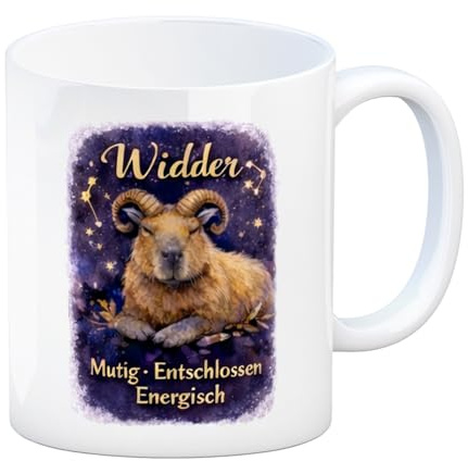 Widder Sternzeichen Cabybara Kaffeebecher für Astrologie Fans Einzigartige Tasse mit lustigem Spruch für Astrologen