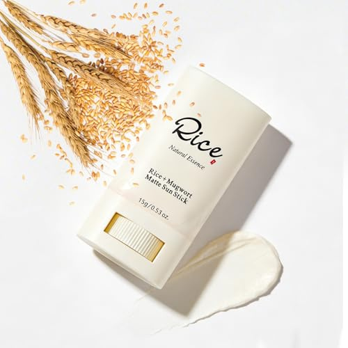 Matte Sun Stick - Rice & Mugwort Sunscreen SPF 50+ PA++++, Matter Sonnenschutz Stick, Sonnencreme Gesicht LSF 50 für empfindliche & ölige Haut, Nicht-klebrig für Gesicht & Körper