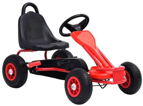 LoogCape Pedal Go-Kart mit Luftreifen für Kinder 3 bis 6 Jahre, rotes Dreirad mit Bremse, stabile Gummiräder, kindgerechtes Design, geeignet für Indoor und Outdoor, langlebiges Eisen und Kunststoff