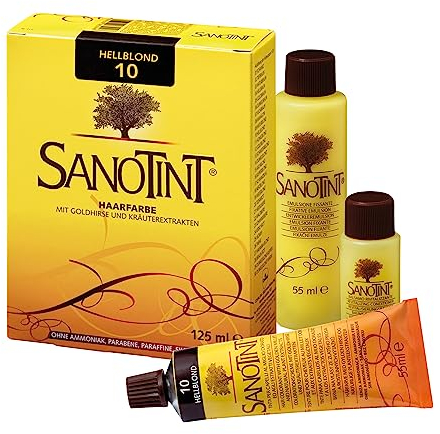 Sanotint - Haarfarbe Nr. 10 „Hellblond“ - 1x 125 ml - Naturnahe Haarfarbe mit wertvollen pflanzlichen Wirkstoffen - Mit Goldhirse, Traubenblätterextrakt, Olivenextrakt und Birkenextrakt