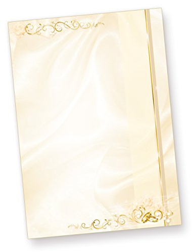 Briefpapier Hochzeit creme 250 Stück A4 Schreibpapier | Beidseitig bedrucktes 90 g/qm Offsetpapier, ideal für Einladungen, Kirchenhefte und die Hochzeitszeitung