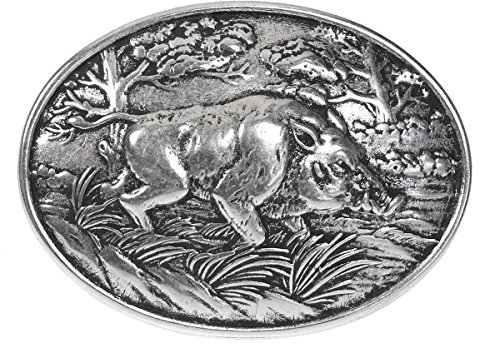 Harrys-Collection Buckle mit Wildschwein-Motiv Gürtelschnalle Gürtelschließe Jagd Sau Eber Jäger