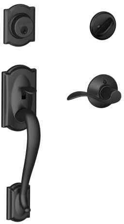 SCHLAGE Camelot Single Cylinder Handleset and Right Hand Accent Lever, Matte Black (F60 CAM 622 Acc RH)
