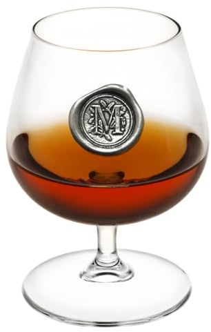 English Pewter Company Verres à cognac cognac cognac de 14,5 oz avec initiales monogramme - Cadeau personnalisé avec votre choix d'initiale (M) [MON213]