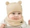 ADESUGATA Baby Kinder Winter Warm Gestrickter Mütze Schal Sets,Kleinkind Kinder Warme Beanie Mütze Weiche Baumwollkaps Schals Hüte für Baby Mädchen Jungen Säuglings Kinder 0-36 Monate (Beige)