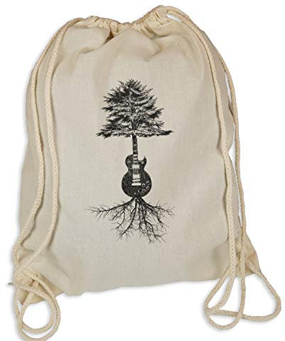 Ma2ca® Guitar Roots Baum Gitarre - Gymsac Turnbeutel - Stoffbeutel Hipster Sportbeutel Rucksack bedruckt Tasche Gitarrist Gitarre Musik Band Baum