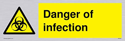 Viking Signs Schild mit AufschriftDanger of Infektion, Vinyl, silberfarben