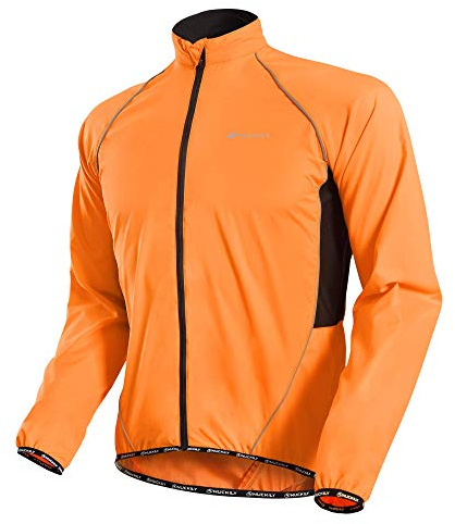 NUCKILY Herren Multifunktionelle Fahrradjacke Windjacke Regenjacke Winddicht Wasserabweisend MTB Mountainbike Jacket (DE/NL/SE/PL, Alphanumerisch, S, Regular, Regular, Orange)