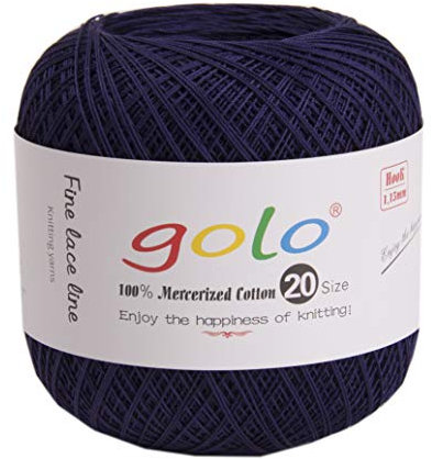 golo Häkelgarn 20 für handgestricktes Häkelgarn Gewinde häkeln (Dunkelblau)