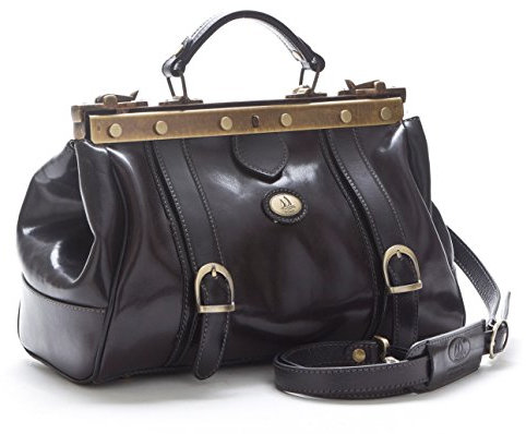 Doktortasche aus Echtem Leder - D&D1008 - Made in Italy (Schwarz)