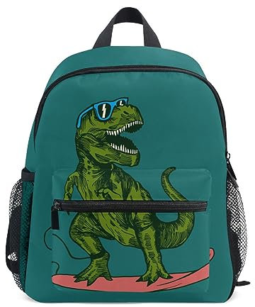 Kinderrucksack Junge Mädchen Kindergarten, Skateboard Dinosaurier Lässig Mini Backpack Büchertasche mit Brustgurt