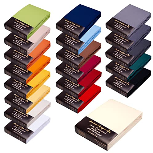 Avantgarde Premium Spannbettlaken 90x200-100x220 - hoher 40cm Steg auch f. Boxspringbett & Wasserbett - Spannbettlaken ca.170g/m² - Bettlaken - 100% Jersey Baumwolle ÖKO-TEX (02 Natur)
