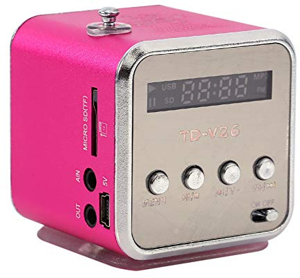Lautsprecher-Musik-Player, tragbarer -Digital-Lautsprecher FM-Radio Stereo-PC Fashion Support TF-Karte und U-Disk(Rosa)