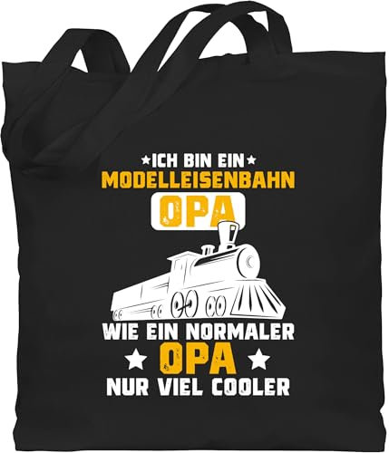 Shirtracer Baumwolltasche - Geschenke - Ich bin ein Modelleisenbahn Opa - weiß/orange - Unisize - Schwarz - geschenk batertag stofftasche für fater tag jutebeutel opas vateetag baumwolle großväter