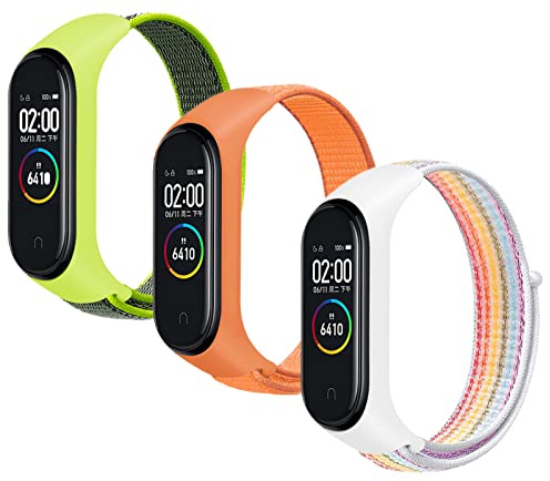 HYKEJJ 3 Stück Nylon Solo Loop Armband für Xiaomi Mi Band 6/Mi Band 5/Mi Band 4/Mi Band 3, Nylon Armbänder Uhrenarmband Sport Ersatzband Kompatibel mit Xiaomi Mi Band 6/5/4/3 (E)