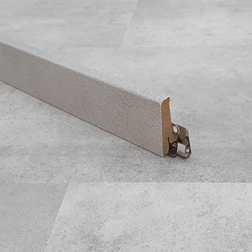 TRECOR® Vinylboden Sockelleiste, wasserfest, Länge: 240 cm Höhe: 60 mm Tiefe: 19 mm, hochwertiger 3D Digitaldruck (Sockelleiste | Länge: 240 cm, Stone White)