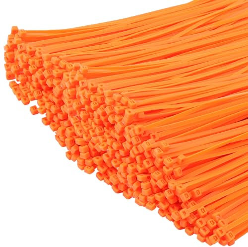 XINGO Orange Cable Ties Pack of 1000, 300mm x 4.8mm, Premium Nylon Durable Zip Ties, Self-Locking UV Resistant Nylon Plastic Wire Ties for Indoor and Outdoor