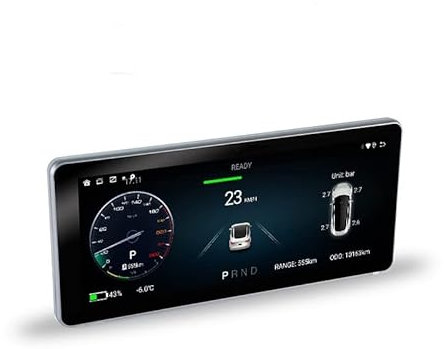 HUD Écran LCD pour tableau de bord Android 2 + 32 Go pour Tesla Model 3 / Model Y Multimédia numérique Affichage de la vitesse de puissance Écran tactile HD 10,25 Carplay WIFI Bluetooth Navigation