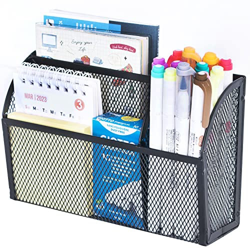 DALTACK Magnetischer Stifthalter, magnetisches Regal für das Whiteboard, 3-Gitter-Netz, magnetischer Stifthalter für Kühlschrank, magnetischer Organizer, Schließfach, Zubehör, Organizer für Zuhause,